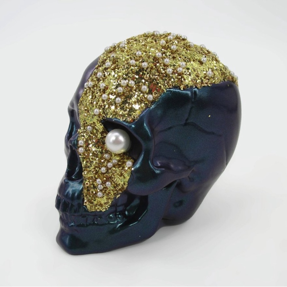 New! Target Bullseye Halloween Black Blue Gold Decorative Skull